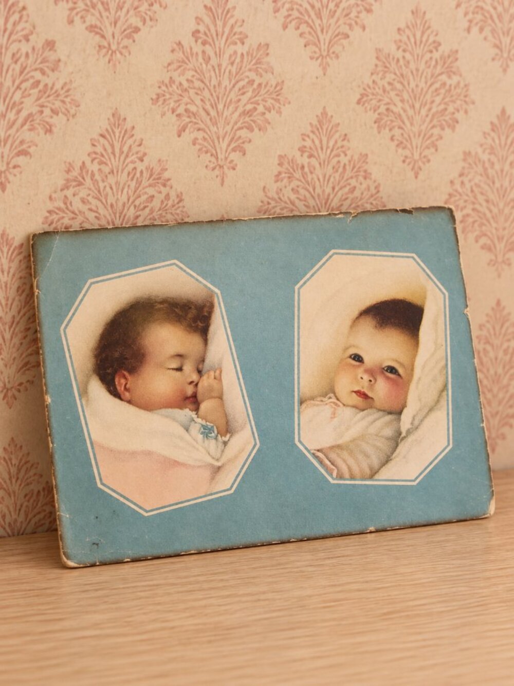 ART PRINT Annie Benson Muller Baby Picture Blue Background Unframed Vintage